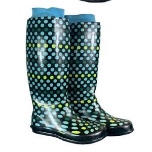 Austin Trading Co Rain Boots Colorful Polka Dot GUC Womens 7